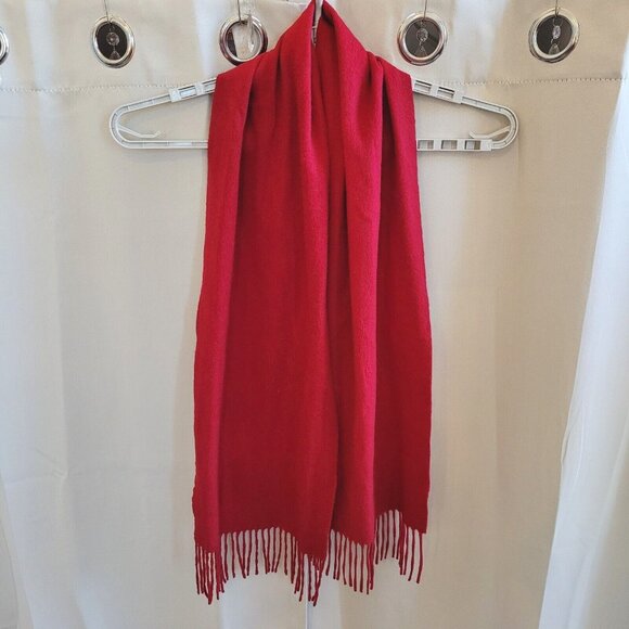 ENzo Mantovani Red Cashmere Wool Fringe Scarf Old Money Quiet Luxury 17471 - Picture 1 of 13